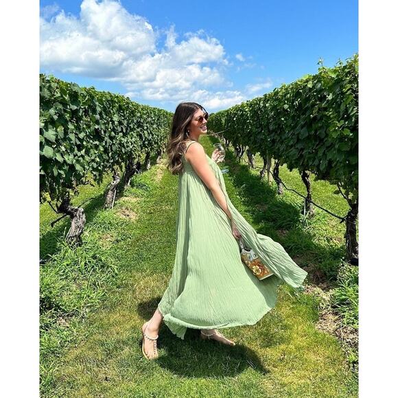 BIBHU MOHAPATRA COLLECTIVE Green Chiffon Shift Square Neck Empire Dress Size 14 - Picture 15 of 16